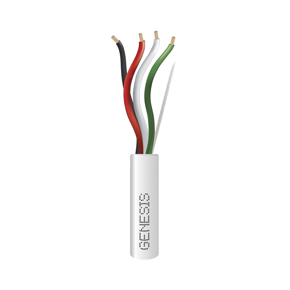 Bobina de 305 Metros / Cable de Cobre / 4 x 18 AWG / Riser / Color Blanco / Para Aplicaciones de Alarmas de Intrusión/Control de Acceso/ Automatización / Interfonos y Tv Porteros