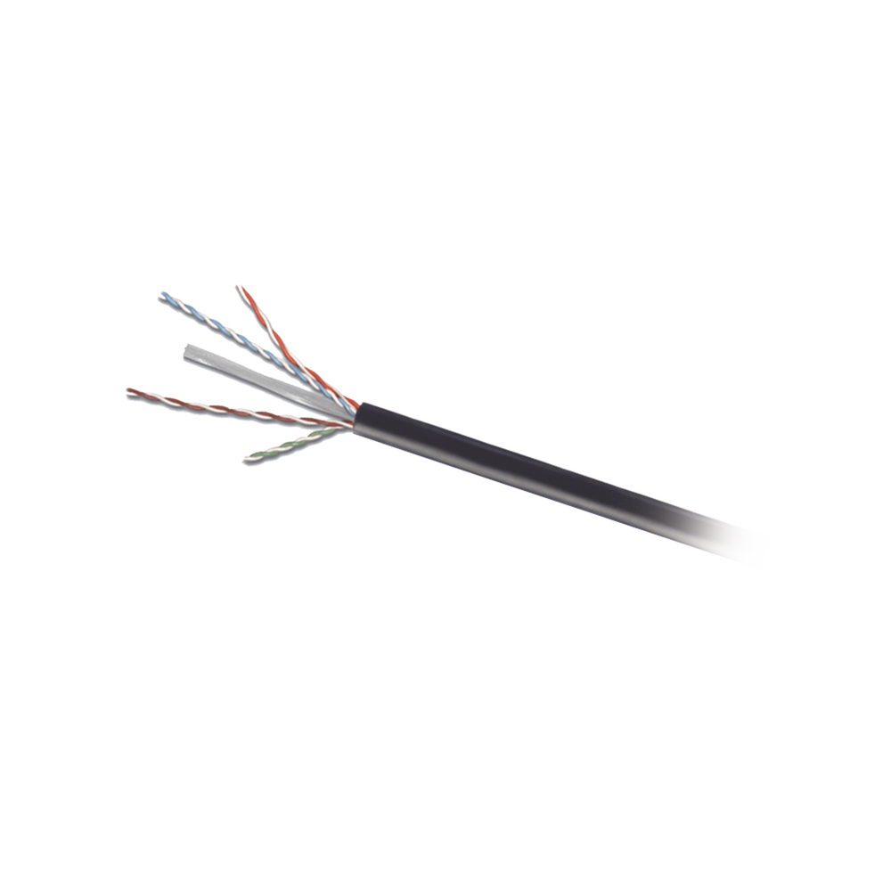 Bobina de Cable UTP de 4 Pares, Para Exterior con Gel, Cat6 (23 AWG), Industrial para Climas Extremos, Enterrado Directo, Color Negro, 305 m