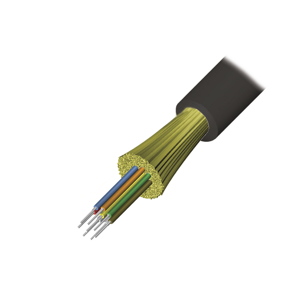 Cable de Fibra Óptica de 6 hilos, Interior/Exterior, Tight Buffer, No Conductiva (Dieléctrica), Riser, Multimodo OM3 50/125 optimizada, 1 Metro