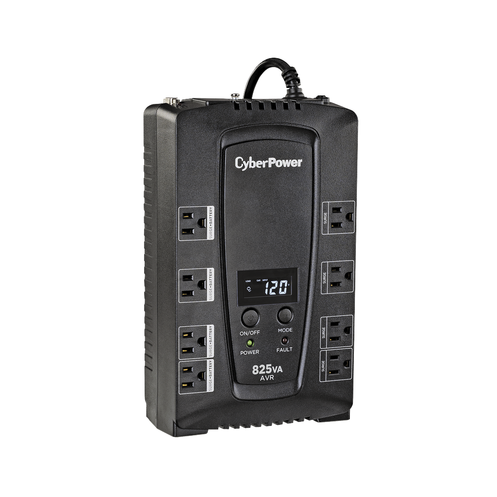 UPS de 825 VA/450 W, Topología Línea Interactiva, Entrada 120 Vca NEMA 5-15P, Tipo Gabinete Compacto, Con 8 Tomas NEMA 5-15R