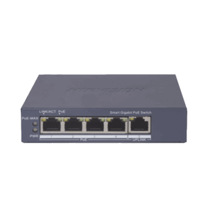 Switch Gigabit PoE+ / Administrable / 4 Puertos 1000 Mbps PoE+ / 1 Puerto 1000 Mbps Uplink / Configuración Nube Hik-PartnerPro / Modo Extendido hasta 300 Metros / 60 Watts