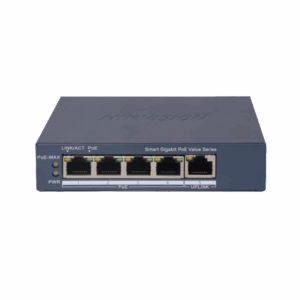 Switch Gigabit PoE+ / Monitoreable / 4 Puertos 1000 Mbps PoE+ / 1 Puerto 1000 Mbps Uplink / Configuración Nube Hik-PartnerPro / Modo Extendido hasta 300 Metros / 45 Watts