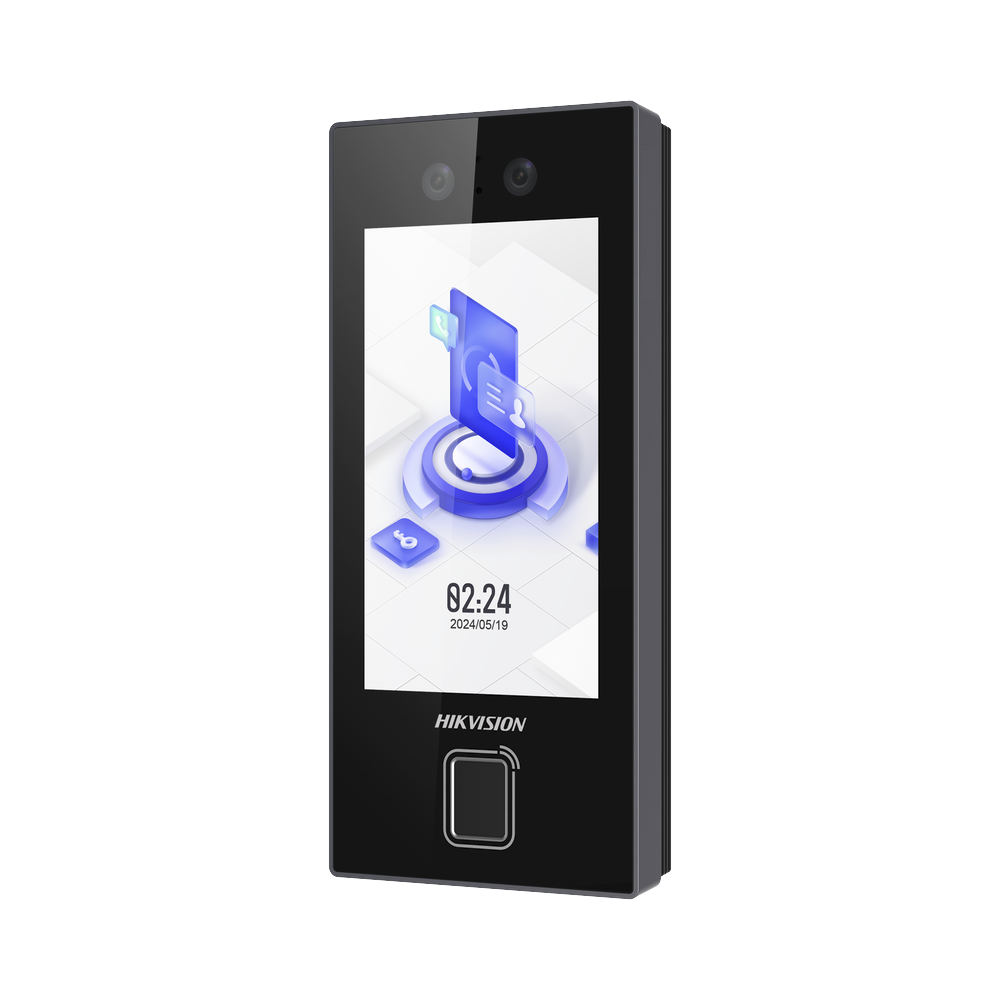 Terminal Facial Min Moe con LECTOR DE HUELLAS y Tarjetas PROX EM / 3000 Rostros / 3000 Huellas / Pantalla 4.5" / Administrable en la Nube con HikConnect Teams / Exterior IP65 / PoE / WiFi / HIK-IA