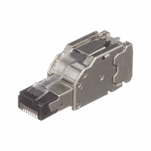 Plug RJ45 Blindado, Instalación Recta, Terminación en Campo Certificable, Compatible con Cat5e, Cat6 y Cat6A, Color Plata, Paquete de 10 Piezas