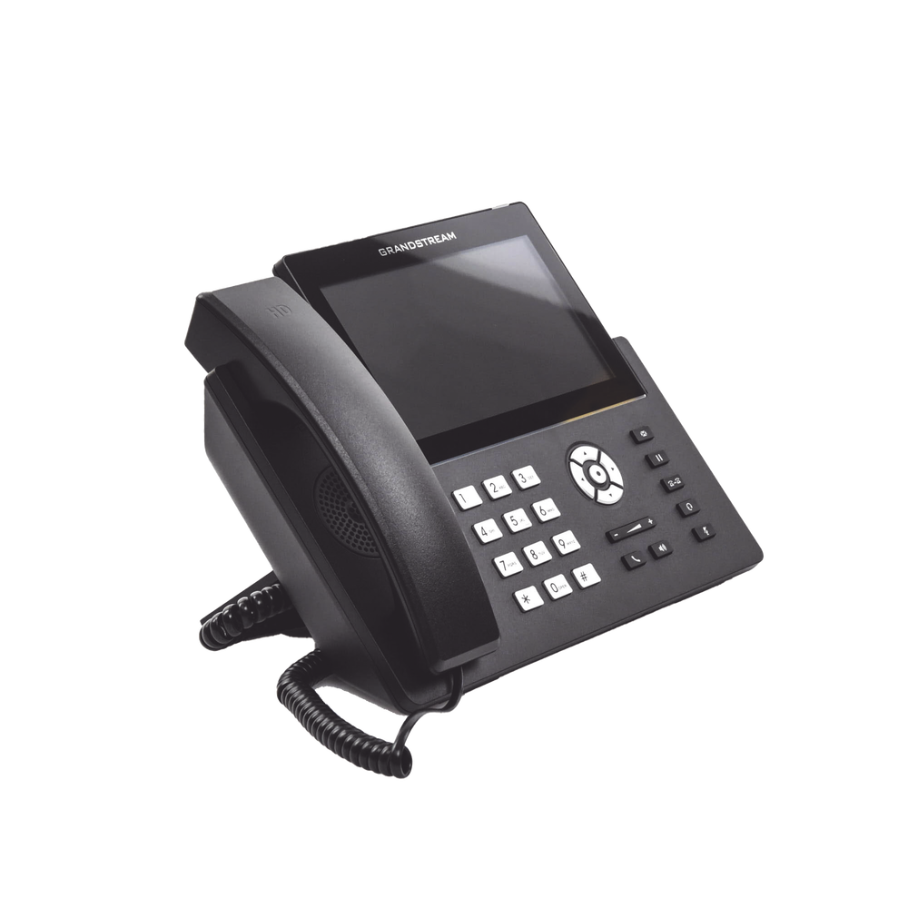 Teléfono IP Wi-Fi, Grado Operador, 12 líneas SIP con 6 cuentas, pantalla táctil 7", puertos Gigabit, Bluetooth, PoE, codec Opus, IPV4/IPV6 con gestión en la nube GDMS