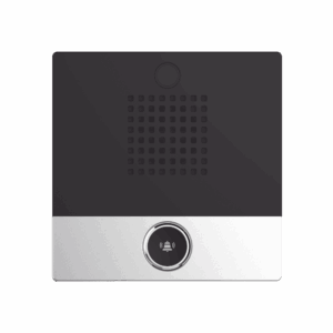 Mini Intercomunicador para hotelería y hospitales, con diseño elegante, PoE, 1 botón, 1 relevador integrado de salida y entrada.