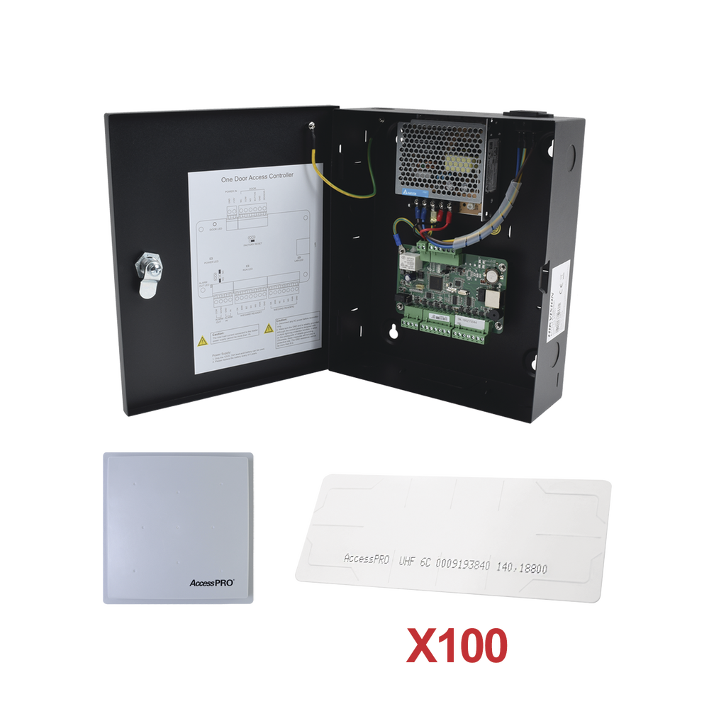Kit para automatizar 1 ACCESO VEHICULAR con STICKERS en Parabrisas de vehiculos / Incluye Panel, lector y 100 stickers / Software IVMS4200 incluido