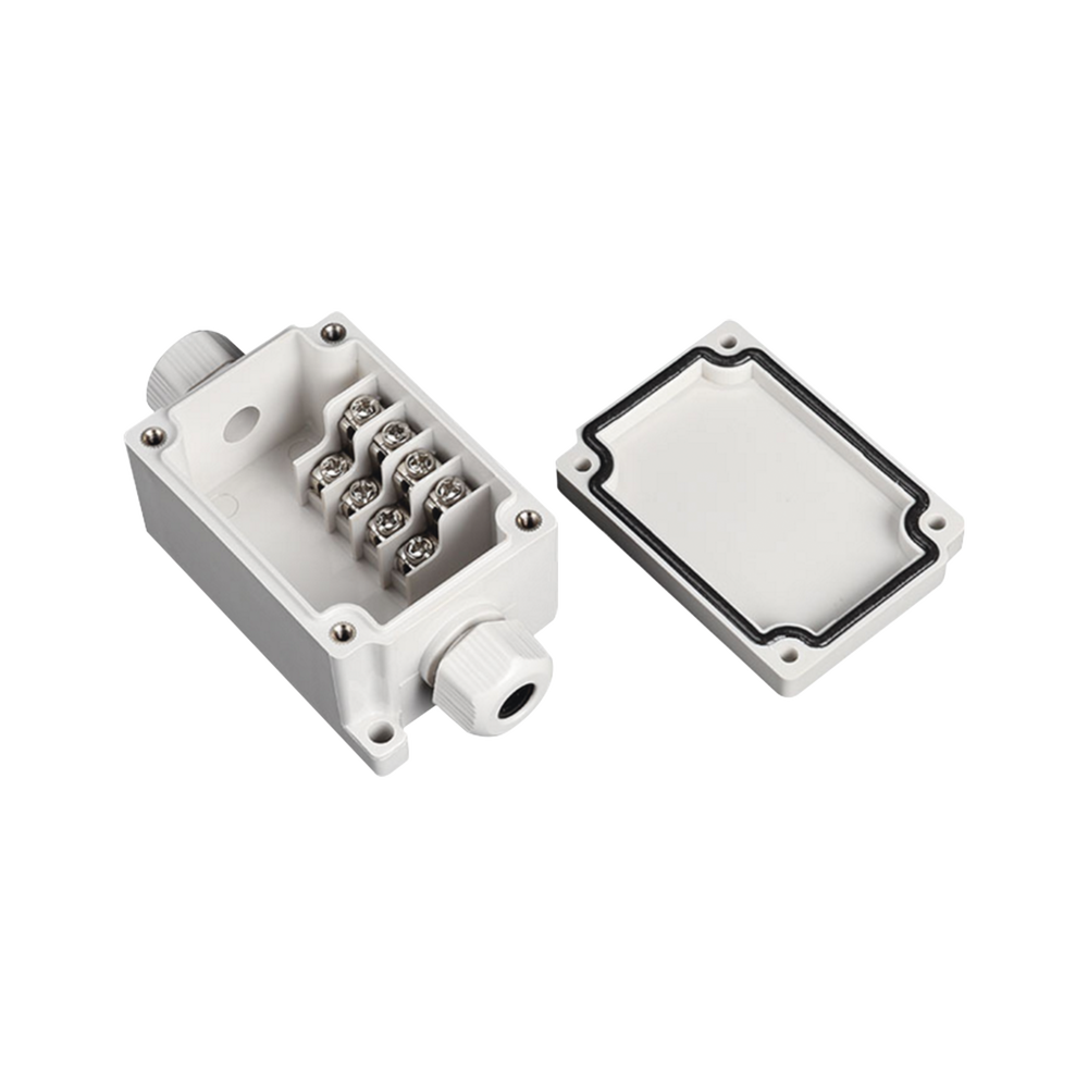 Caja de Conexión Exterior con Conexión Lateral para 4 Líneas (doble tornillo). Incluye Glándulas.