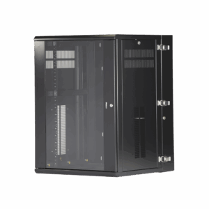 Gabinete PanZone de Montaje en Pared, de 19in, Puerta con Ventana de Seguridad, 18 UR, 635mm de Profundidad, Color Negro