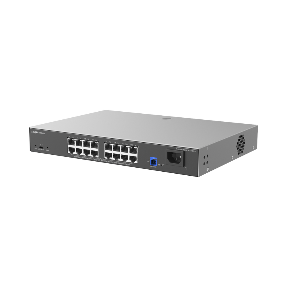 e-Lighten ONU / Switch PoE+ Hibrido, Capa 2 con un Puerto PON 1G SC/UPC y 16 Puertos Ethernet PoE+ 1G hasta 240 Watts y 100 Clientes