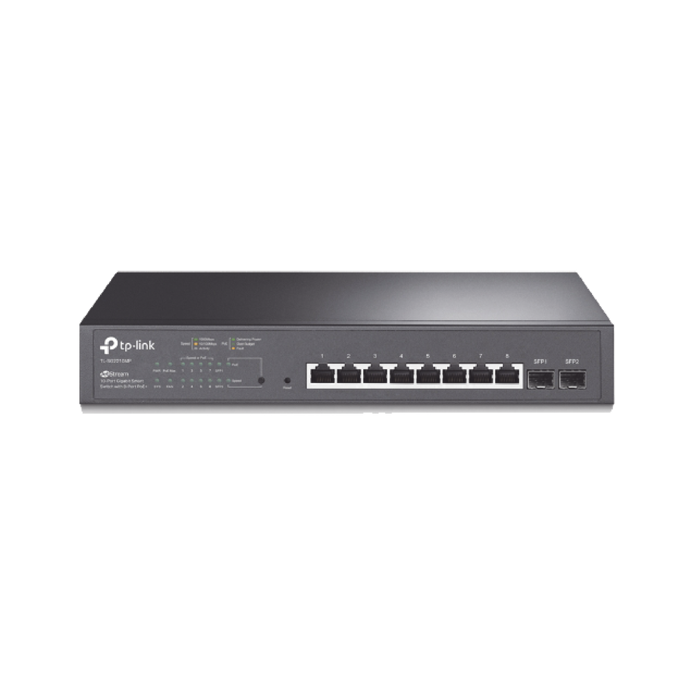 Switch PoE JetStream SDN Administrable 8 puertos 10/100/1000 Mbps + 2 puertos SFP, 8 puertos PoE, 150W, administración centralizada OMADA SDN