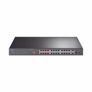 Switch No Administrable 24 Puertos PoE+ 10/100 Mbps / 2 Puertos 10/100/1000 Mbps + 2 Puertos SFP (combo) / Modo Prioridad de Tráfico / Modo Aislamiento de Red / Presupuesto PoE de 250 W / Diseño para Ideal para Vigilancia IP