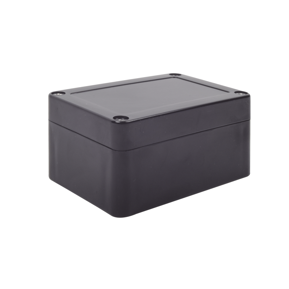 Gabinete Plástico Negro para Exterior (IP65) de 100 x 68 x 50 mm Cierre por Tornillos.
