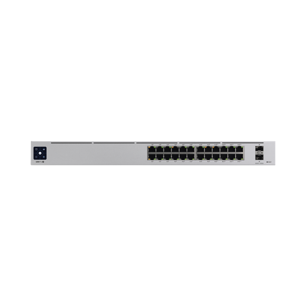 UniFi Switch USW-Pro-24-POE Gen2, con funciones capa 3, de 24 puertos PoE 802.3at/bt + 2 puertos 1/10G SFP+, 400W, pantalla informativa