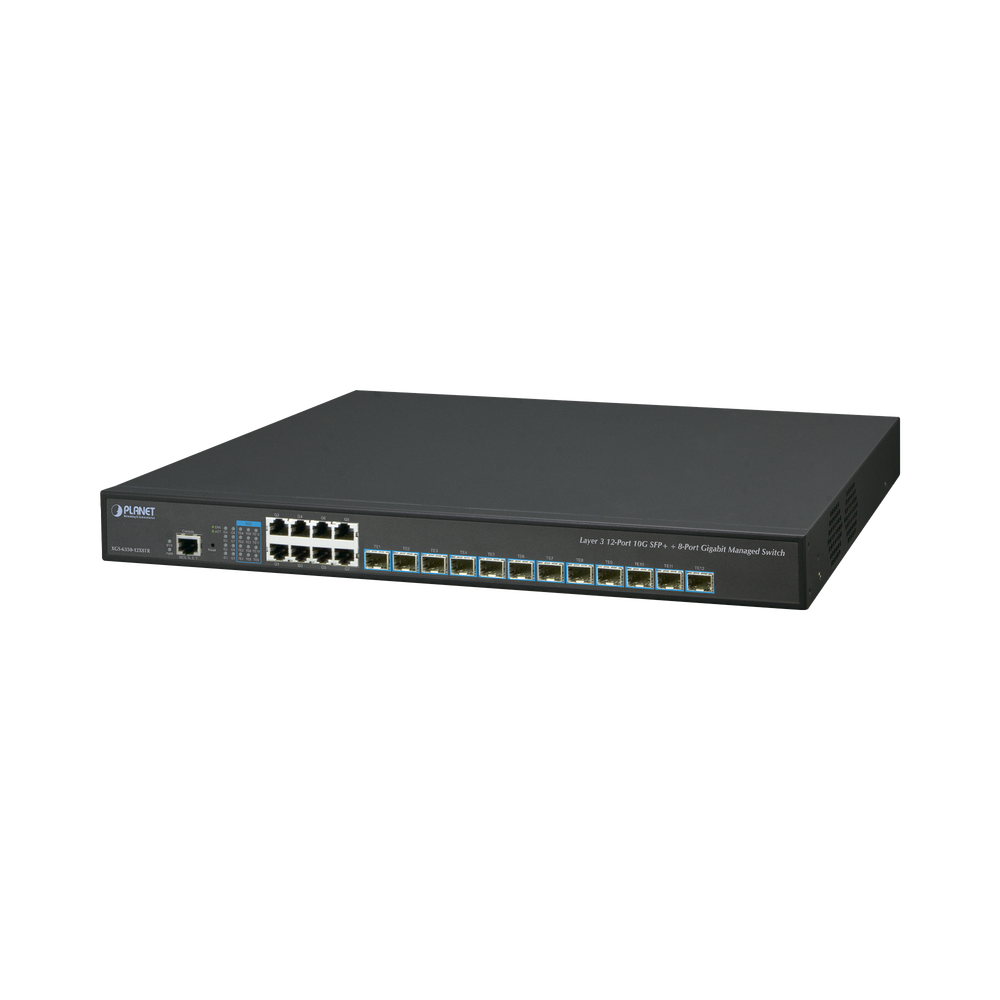 Switch Administrable Capa 3, 12 Puertos SFP de 10G, 8 Puertos 10/100/1000T, Con Alimentación Redundante (2 Fuentes de Alimentación AC).