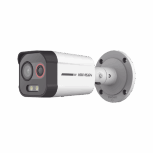 Bala IP Dual / Térmica 2.6 mm (96 x 72) / Óptico 6 mm (4 Megapixel) / Detección de Intrusión por VCA 30 mts /30 mts Luz Blanca / Exterior IP67 / PoE / Sirena y Luz Intermitente Integrada / Micro SD / ColorVu y ACUSENSE