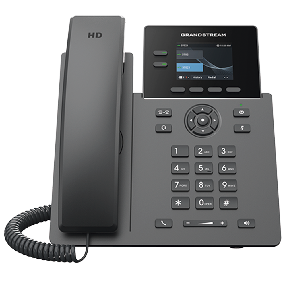 TELÉFONO IP POE GRADO OPERADOR DE 2 LÍNEAS / PANTALLA LCD TFT 2.4 PULGADAS COLOR / 8 BOTONES VIRTUALES MULTIUSO / SEGURIDAD CARRIER-GRADE / COMPATIBLE CON GDMS / AUDIO HD / CONFERENCIAS DE AUDIO 5 VÍAS
