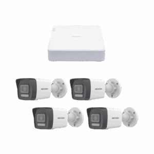Kit IP 1080p (2 Megapixel) / NVR de 4 Canales con 4 Puertos PoE / 4 Cámaras IP Bala ColorVu Lite y ACUSENSE Lite / Micrófono Integrado