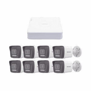 Kit IP 1080p (2 Megapixel) / NVR de 8 Canales con 8 Puertos PoE / 8 Cámaras IP Bala ColorVu Lite y ACUSENSE Lite / Micrófono Integrado