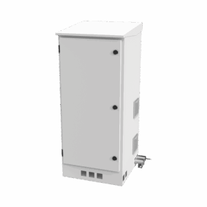 Gabinete de Piso para Exterior con Ventiladores y Termostato con Rack de 19" de 16 U + Espacio para Baterías, Se envía el Gabinete Armado.