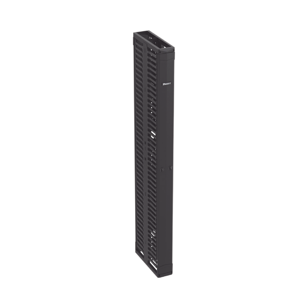 Organizador Vertical PatchRunner, Doble (Frontal y Posterior), Para Rack Abierto de 45 Unidades, 6in de Ancho, Color Negro