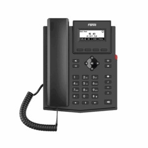 Teléfono IP empresarial para 2 lineas SIP con pantalla LCD, Códec Opus, conferencia de 3 vías, PoE.