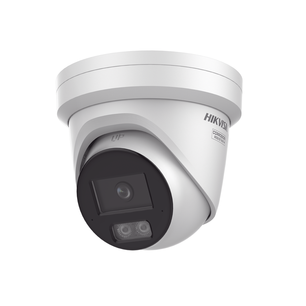 Turret IP 8 Megapixel (4K) / Lente 2.8 mm / Dual Light (40 mts IR + 40 mts Luz Blanca) / DARKFIGHTER S / Exterior IP67 / Microfono Integrado / WDR 130 dB / 4 Analíticos: AcuSense, Deteccion Facial, Conteo de Personas por Cruce y Zona
