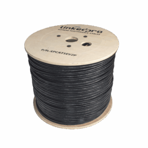 Bobina de Cable Siamés Cat5E CCA + 2 Cables Gruesos (16 AWG) para Alimentar Cámaras Más Lejos / 305m / Instalación en Exterior / Uso Industrial para Climas Extremos