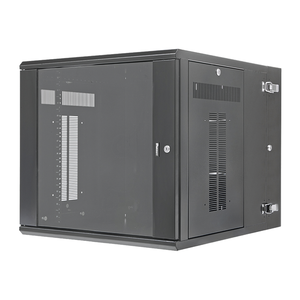 Gabinete PanZone de Montaje en Pared, de 19in, Puerta con Ventana de Seguridad, 12 UR, 762mm de Profundidad, Color Negro