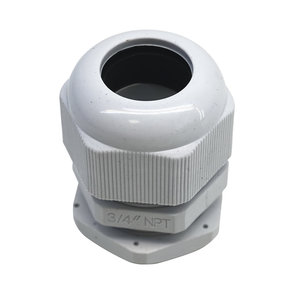 Conector Plástico Blanco Tipo Glándula para Rosca NPT 3/4"