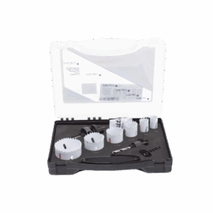Kit de broca sierras (3/4 - 2 1/4 in) incluye 6 piezas de broca sierras, 2 adaptadores y resorte de expulsión.