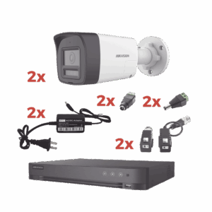 Kit Audio Bidireccional TurboHD 1080p / DVR 4 Canales / 2 Cámaras Bala (Exterior) con Bocina y Microfóno Integrado / 2 Fuentes de Poder / Accesorios