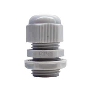 Conector Plástico Blanco Tipo Glándula para Rosca NPT 1/2"