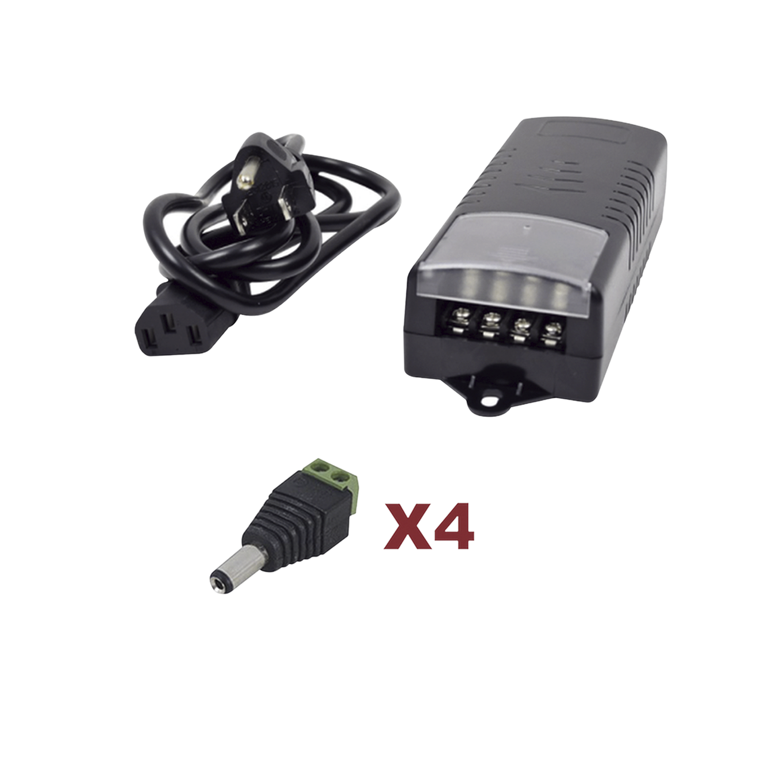 Kit con fuente EPCOM con salida de 12 Vcc a 5 Amper con 4 salidas / Incluye conectores JR52