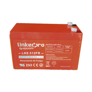 Batería de respaldo 12 V |  9.5 Ah | AGM | Certificada UL94-V0 Retardante a la Flama  | Especial para Seguridad Electrónica | UPS  | Sistemas de Emergencia  | Vida útil 5 años | Terminales F1  + Adaptador F2