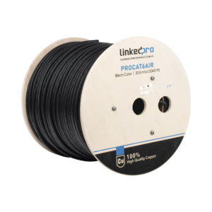 Bobina de Cable FTP con Mensajero de Acero de 305 Metros (1000 Pies) Cat6+ Calibre 23, Color Negro, para Aplicaciones en Video Vigilancia y Redes de Datos / Uso en Intemperie y Aplicaciones A�reas