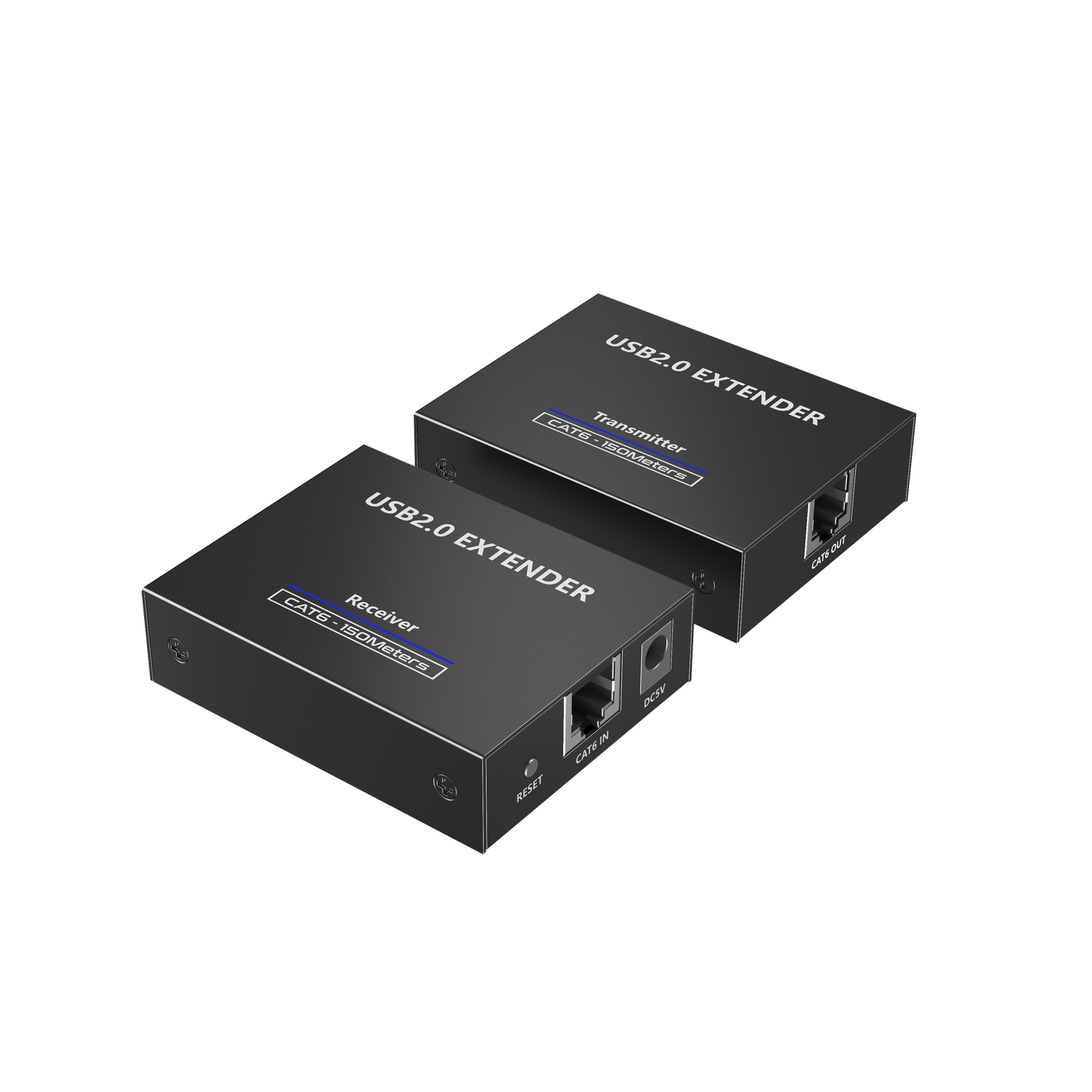 Kit EXTENSOR USB 2.0 de 4 Puertos para Distancias de Hasta 150 m | Soporta USB 2.0, USB 1.1 y USB 1.0 | UTP Cat 5e/6/6a/7 | Soporta Switch Gigabit | Ideal para Cámaras WEB, Impresoras, Escáner, Memorias, Mouse, etc.