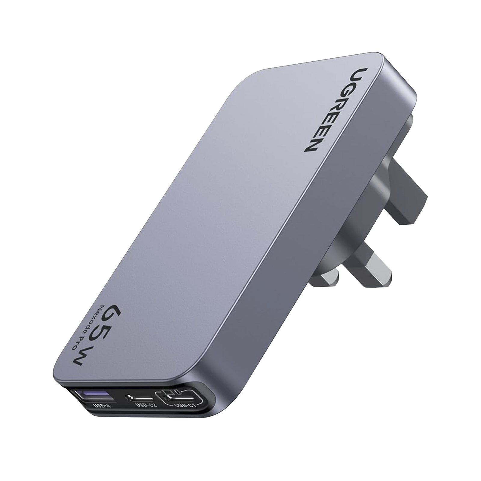 Cargador Rápido GaN 65W UGREEN / 2 Puertos USB-C + 1 Puerto USB-A / Tecnología GaN / Carga Rápida PPS PD 3.0 QC 4.0 / Compatibilidad Universal 100-240V / Diseño Compacto