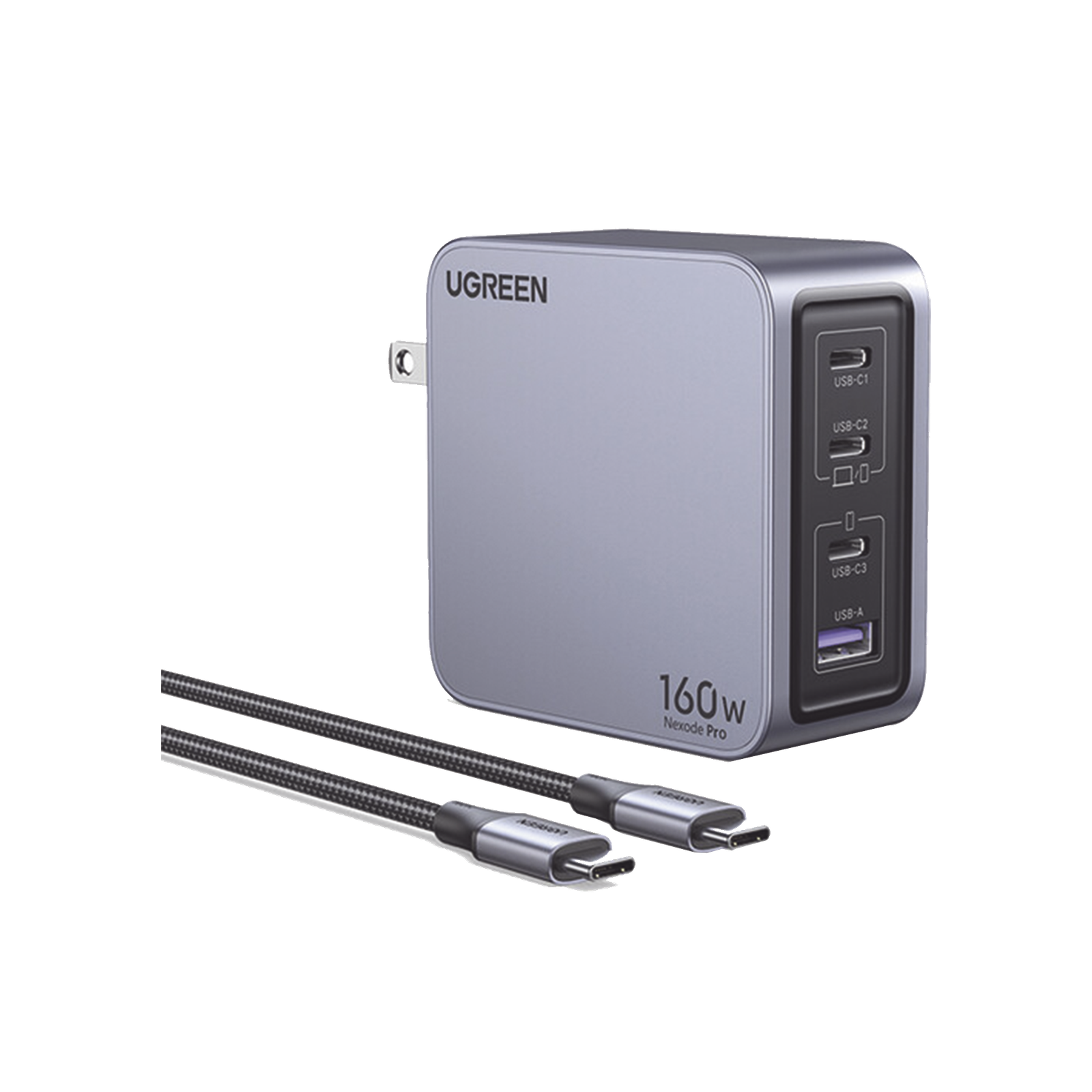 Cargador Rápido GaN / 160W Máximo / 3 USB-C + 1 USB-A / PD3.1 140W / PPS / UFCS / QC5 / Protecciones Múltiples / PC 94-V0
