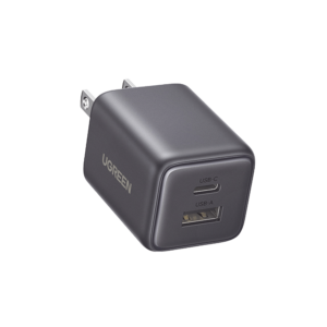 Cargador rápido GaN 1A1C de 20 W y 2 puertos
